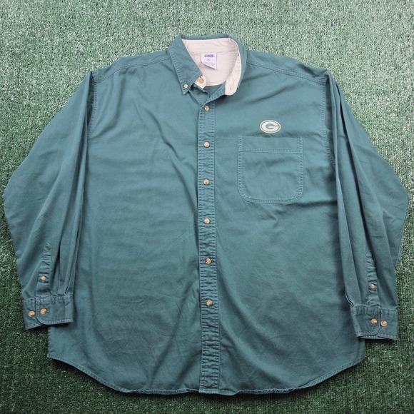 Vintage Green Bay Packers CSA Mens XL Green Cotton Button Down Shirt NFL Logo - Picture 4 of 8